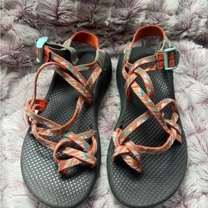 Chaco Women's Strappy Sandals in Orange and Teal